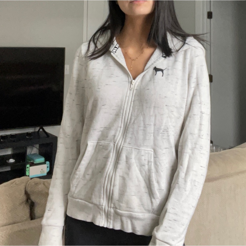 VS Pink zip up logo hoodie
